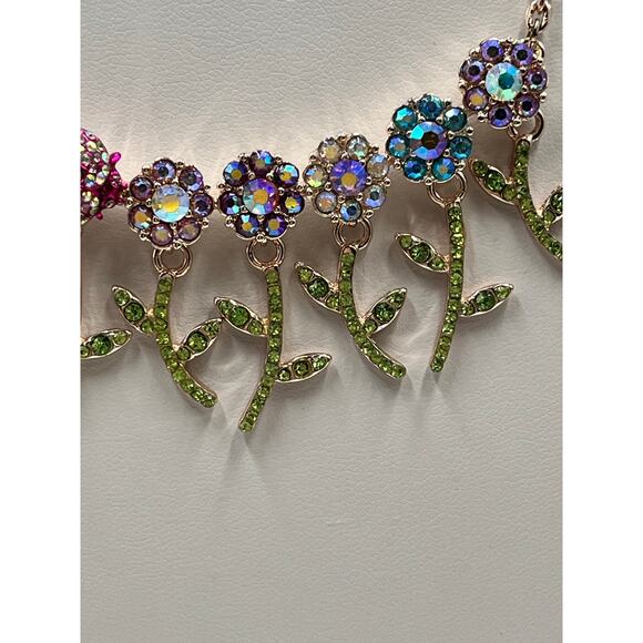 Betsey Johnson Rose Gold 20‎ Six Flower Daisy Pearl Ladybug Rhinestone Necklace - Picture 6 of 11